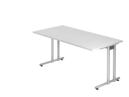 Bureau Terra Nova avec piètement en C, largeur x profondeur 1600 x 800 mm, plaque blanc
