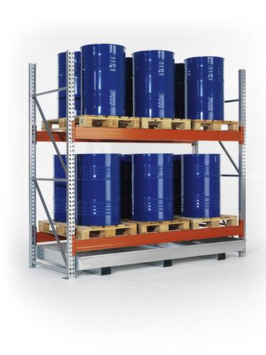 META Rayonnage à palettes MULTIPAL pour fûts et GRV/IBC pour 9 palettes, largeur 2870 mm, 2 niveaux de stockage