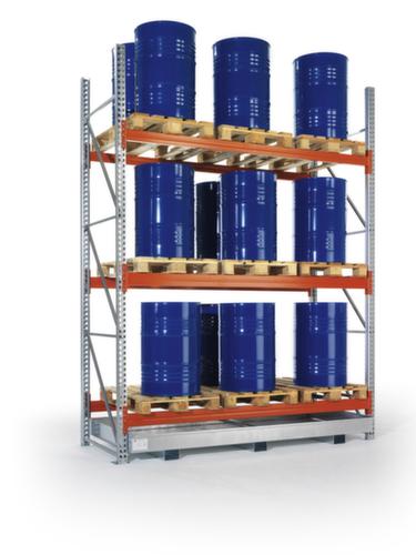 META Rayonnage à palettes MULTIPAL pour fûts et GRV/IBC pour 9 palettes, largeur 2870 mm, 3 niveaux de stockage