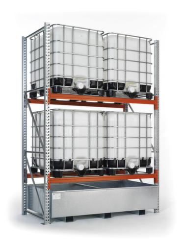 META Rayonnage à palettes MULTIPAL pour fûts et GRV/IBC pour 4 palettes, largeur 2395 mm, 2 niveaux de stockage