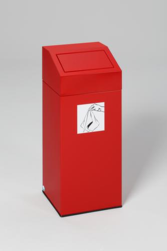 Collecteur de recyclage étiquette autocollante incl., 45 l, RAL3000 rouge vif, couvercle rouge