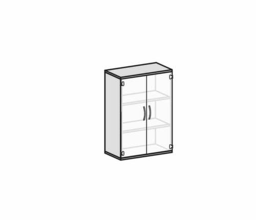 Gera Armoire à portes vitrées Pro, 3 hauteurs des classeurs