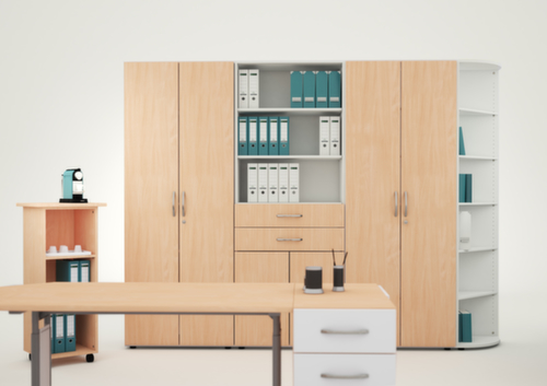 Gera Armoire à rideaux transversaux Milano, 2 hauteurs des classeurs, hêtre/argent