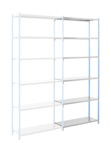 Manorga Rayonnage sans boulons pour classeurs élément suivant, 6 tablettes, RAL7035 gris clair