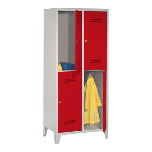 PAVOY Armoire vestiaire à deux niveaux Basis avec 2x2 compartiments, largeur de compartiment 400 mm