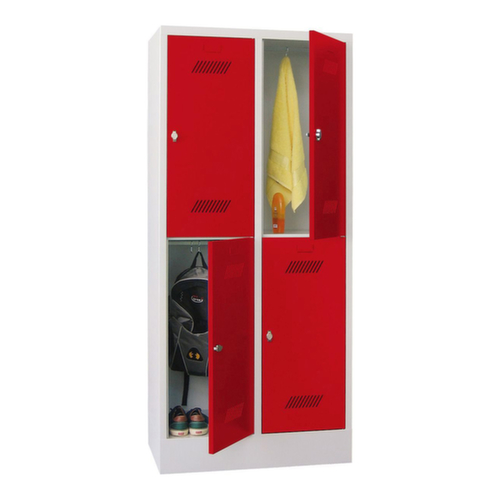 PAVOY Armoire vestiaire à deux niveaux Basis avec 2x2 compartiments, largeur de compartiment 400 mm