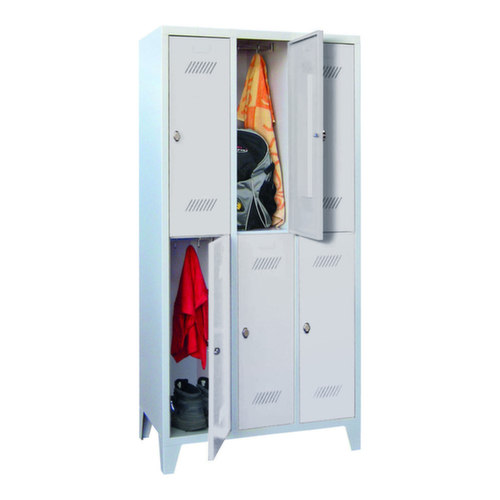 PAVOY Armoire vestiaire à deux niveaux Basis avec 3x2 compartiments, largeur de compartiment 300 mm