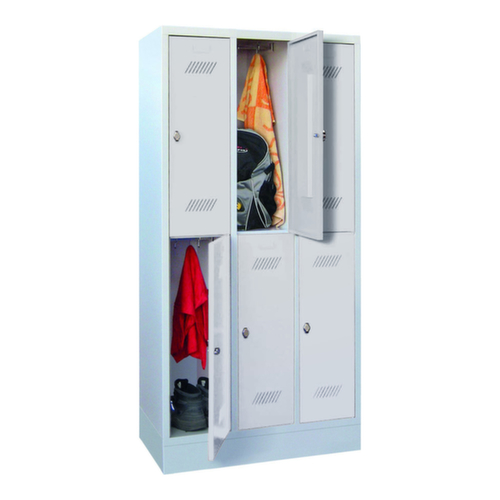 PAVOY Armoire vestiaire à deux niveaux Basis avec 3x2 compartiments, largeur de compartiment 300 mm