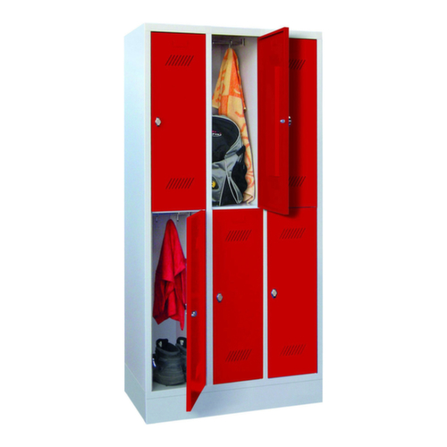 PAVOY Armoire vestiaire à deux niveaux Basis avec 3x2 compartiments, largeur de compartiment 300 mm