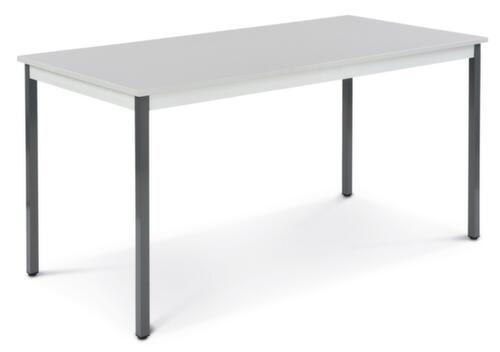 Table polyvalente rectangulaire en tube carré, largeur x profondeur 1600 x 800 mm, panneau gris clair