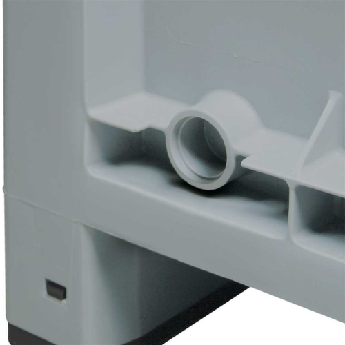 Grand conteneur avec rabat de prélèvement, capacité 550 l, gris, 4 roulettes pivotantes