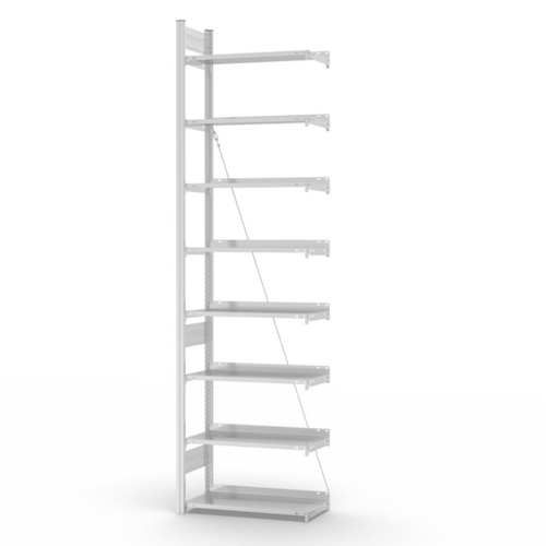hofe Rayonnage sans boulons pour classeurs élément suivant, 8 tablettes, RAL7035 gris clair