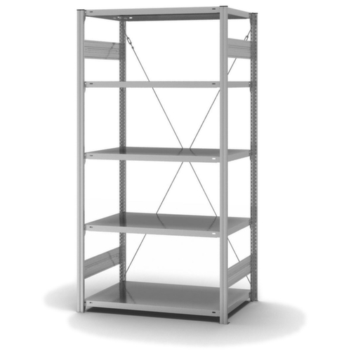 hofe Système de rayonnages sans vis dans une construction mi-lourde, hauteur x largeur x profondeur 2000 x 1060 x 635 mm, 5 tablettes