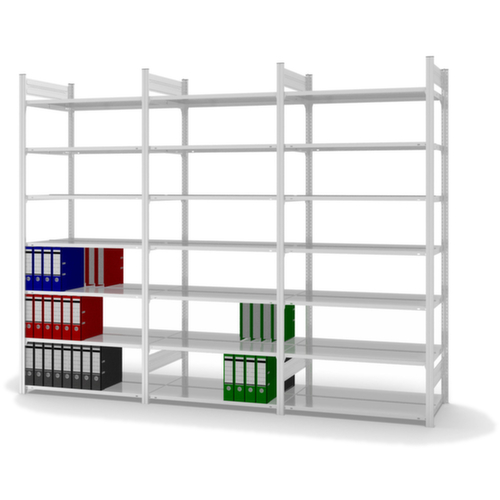 hofe Etagère à dossiers sans vis pour une utilisation des deux côtés, 7 tablettes, RAL7035 gris clair