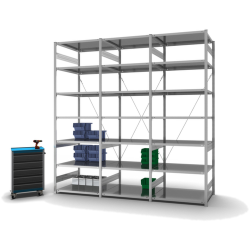 hofe Système de rayonnages sans vis dans une construction mi-lourde, hauteur x largeur x profondeur 3000 x 1010 x 835 mm, 7 tablettes