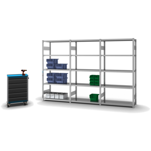 hofe Rayonnages enhofe treillis dans les constructions mi-lourdes, hauteur x largeur x profondeur 2000 x 1060 x 435 mm, 5 tablettes