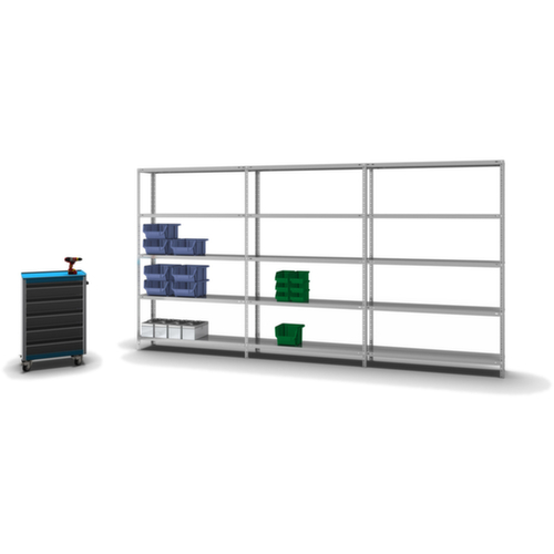 hofe Rayonnage à boulonner élément suivant, 5 tablettes, avec revêtement en zinc anti-corrosion