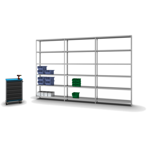 hofe Rayonnage à boulonner élément suivant, 6 tablettes, avec revêtement en zinc anti-corrosion