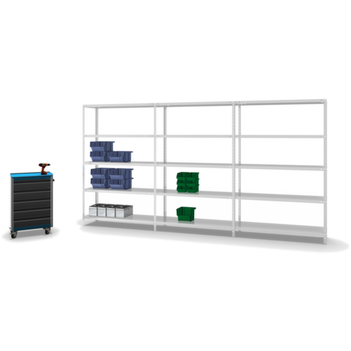 hofe Rayonnage à boulonner élément suivant, 5 tablettes, RAL7035 gris clair