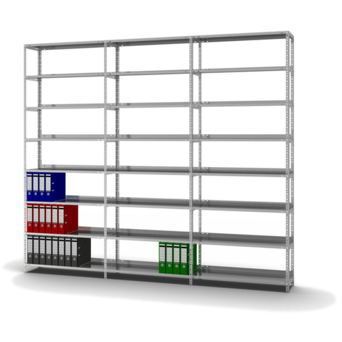 hofe Rayonnage à boulonner pour classeurs, 8 tablettes, avec revêtement en zinc anti-corrosion