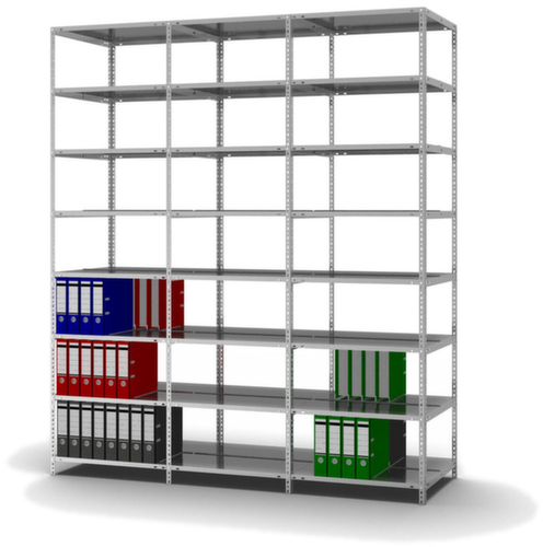 hofe Etagère à dossiers à visser pour une utilisation des deux côtés, 8 tablettes, avec revêtement en zinc anti-corrosion