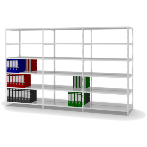 hofe Etagère à dossiers à visser pour une utilisation des deux côtés, 6 tablettes, RAL7035 gris clair