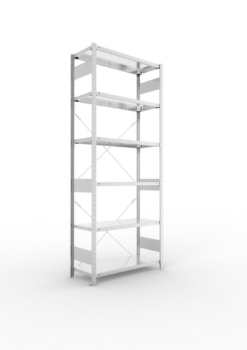 META système d'étagères sans vis CLIP, hauteur x largeur x profondeur 2500 x 1056 x 436 mm, 6 tablettes