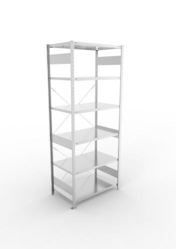 META système d'étagères sans vis CLIP, hauteur x largeur x profondeur 2500 x 1056 x 636 mm, 6 tablettes