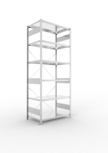 META système d'étagères sans vis CLIP, hauteur x largeur x profondeur 2500 x 1056 x 636 mm, 6 tablettes