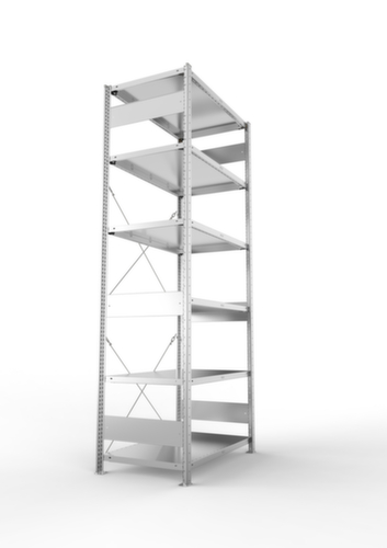 META système d'étagères sans vis CLIP, hauteur x largeur x profondeur 2500 x 1056 x 636 mm, 6 tablettes