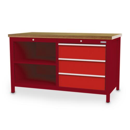 Bedrunka + Hirth Établi, 3 tiroirs, 2 tablettes