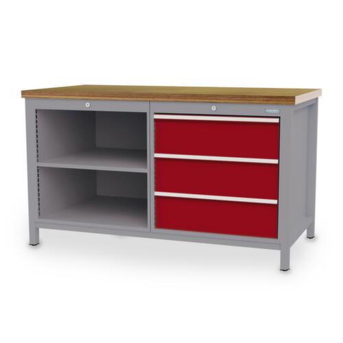 Bedrunka + Hirth Établi, 3 tiroirs, 2 tablettes