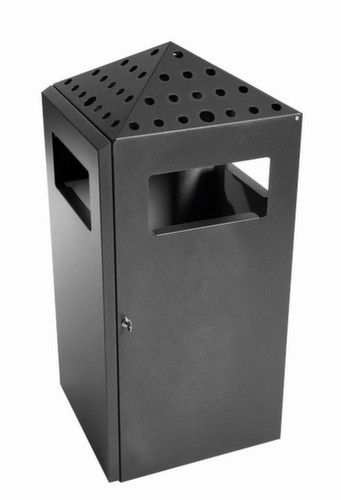 Cendrier poubelle PYRAMIDE avec 4 ouvertures d'introduction, graphite