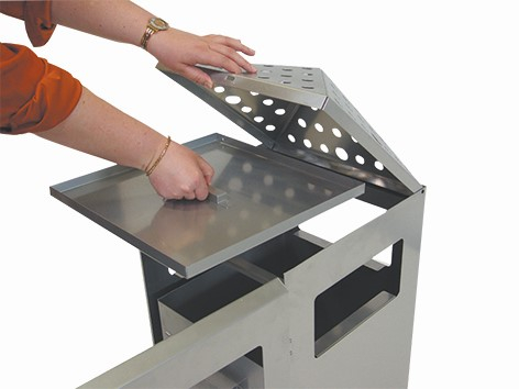 Cendrier combiné en acier inoxydable PYRAMIDE avec 4 ouvertures d'introduction