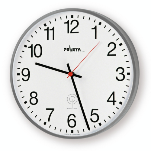 PEWETA Horloge murale avec boîtier métallique, avec chiffres arabes, Ø 300 mm