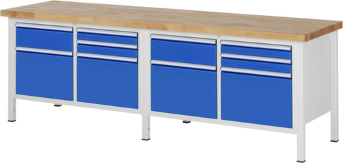 RAU Établi à hauteur réglable Serie 8000, 10 tiroirs, RAL7035 gris clair/RAL5010 bleu gentiane