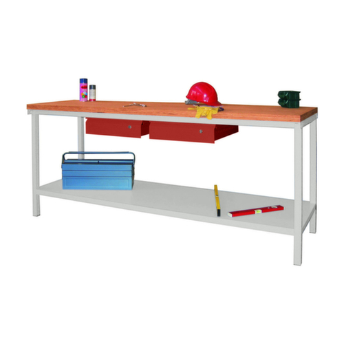 PAVOY Établi avec différents soubassements, 2 tiroirs, 1 tablette