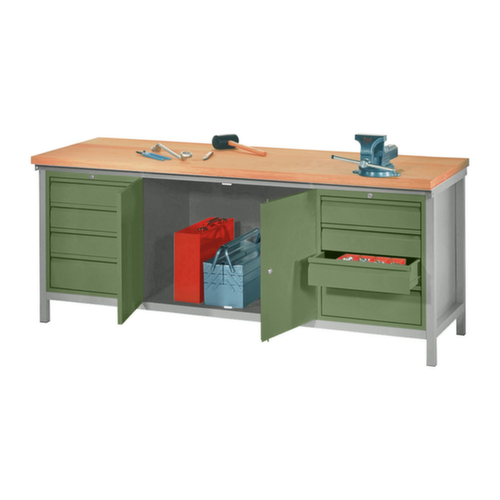 PAVOY Établi avec différents soubassements, 8 tiroirs, 1 armoire