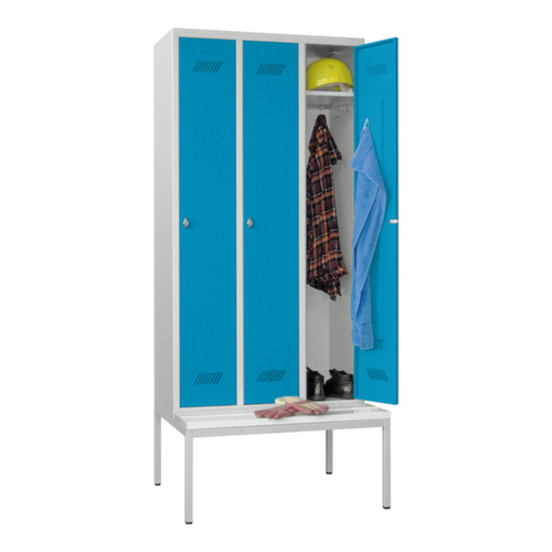PAVOY Armoire vestiaire Basis avec banc + 3 compartiments, largeur de compartiment 300 mm