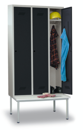 PAVOY Armoire vestiaire Basis avec banc + 3 compartiments, largeur de compartiment 400 mm