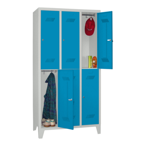 PAVOY Armoire vestiaire à deux niveaux Basis avec 3x2 compartiments, largeur de compartiment 300 mm