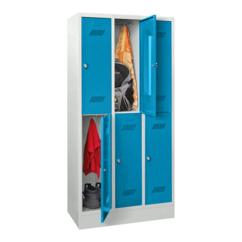 PAVOY Armoire vestiaire à deux niveaux Basis avec 3x2 compartiments, largeur de compartiment 300 mm