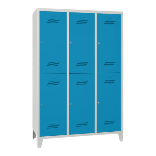 PAVOY Armoire vestiaire à deux niveaux Basis avec 3x2 compartiments, largeur de compartiment 400 mm
