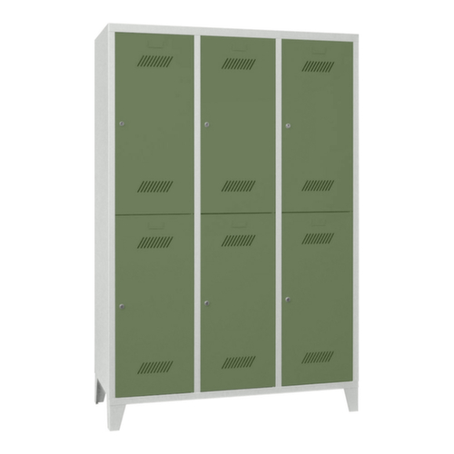 PAVOY Armoire vestiaire à deux niveaux Basis avec 3x2 compartiments, largeur de compartiment 400 mm