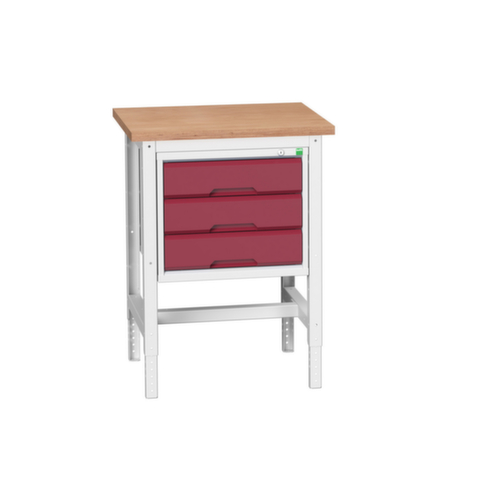 bott Établi verso, 3 tiroirs, RAL7035 gris clair/RAL3004 rouge pourpre
