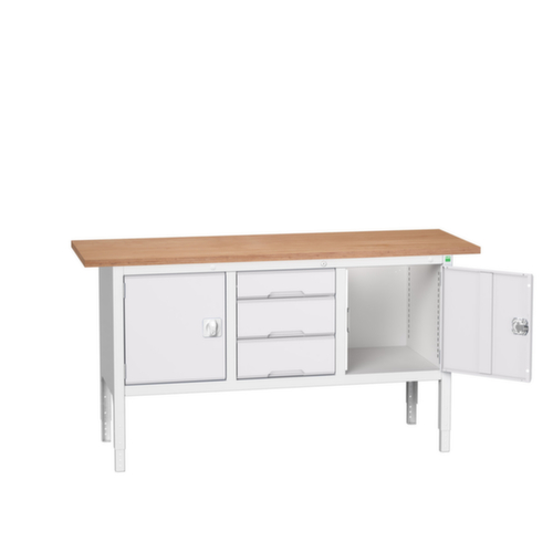 bott bloc établi à hauteur réglable verso, 3 tiroirs, 2 armoires, RAL7035 gris clair/RAL7035 gris clair
