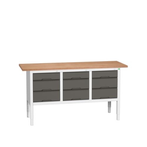 bott bloc établi à hauteur réglable verso, 6 tiroirs, RAL7035 gris clair/RAL7016 gris anthracite