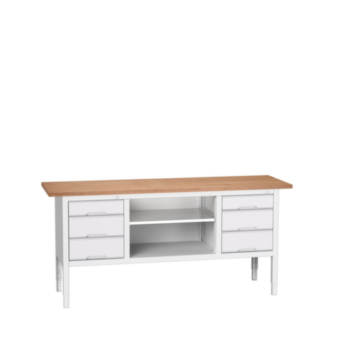 bott bloc établi à hauteur réglable verso, 6 tiroirs, 1 tablette, RAL7035 gris clair/RAL7035 gris clair