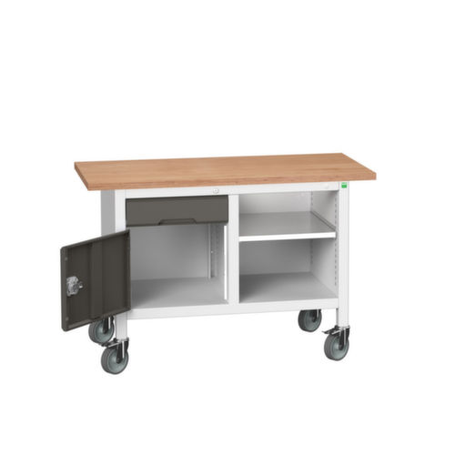 bott Bloc établi mobile verso, 1 tiroir, 1 armoire, 1 tablette, RAL7035 gris clair/RAL7016 gris anthracite