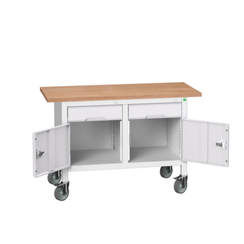 bott Bloc établi mobile verso, 2 tiroirs, 2 armoires, RAL7035 gris clair/RAL7035 gris clair